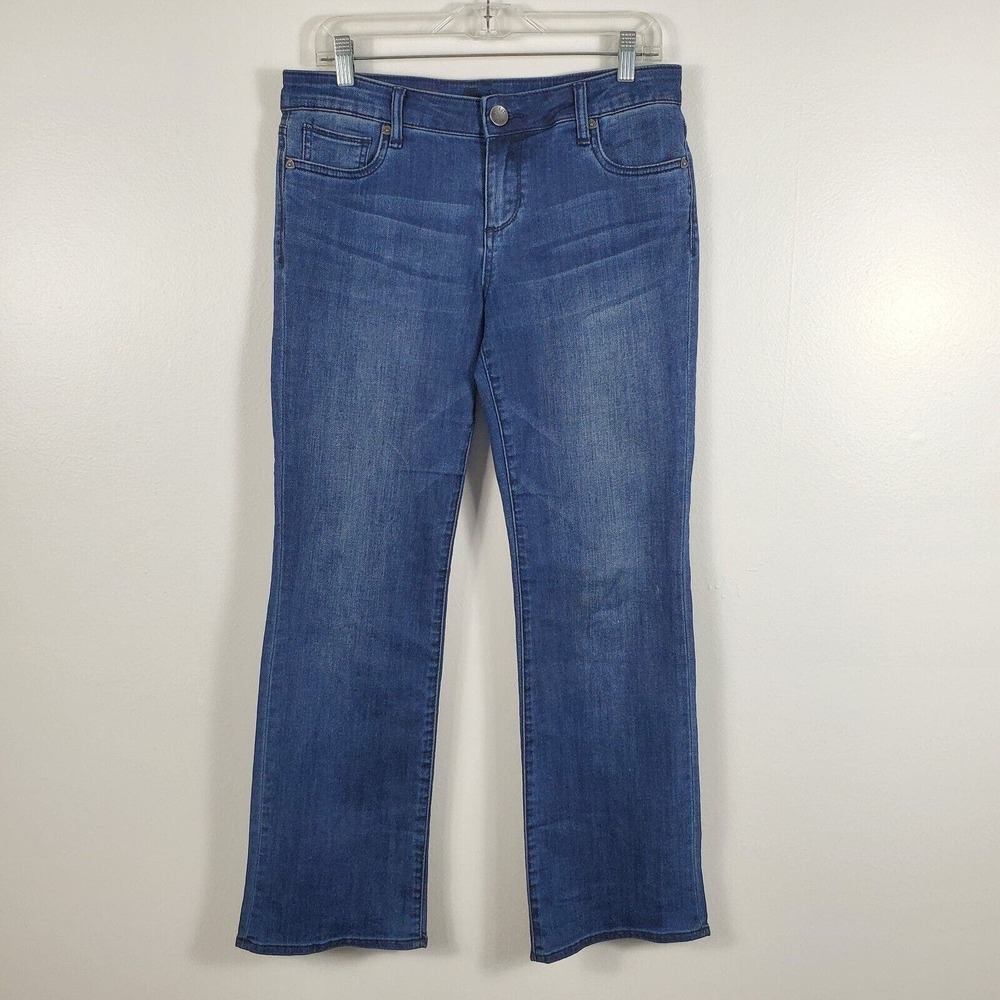 Kut From The Kloth Womens Baby Bootcut Jeans Mid Rise Dark Wash Blue 8P Petite